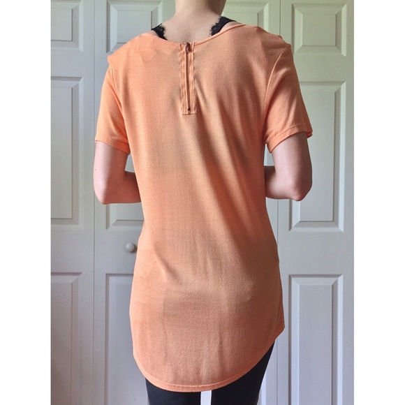 NWOT Zara Knit Peach Back Zip Top - Picture 2 of 3